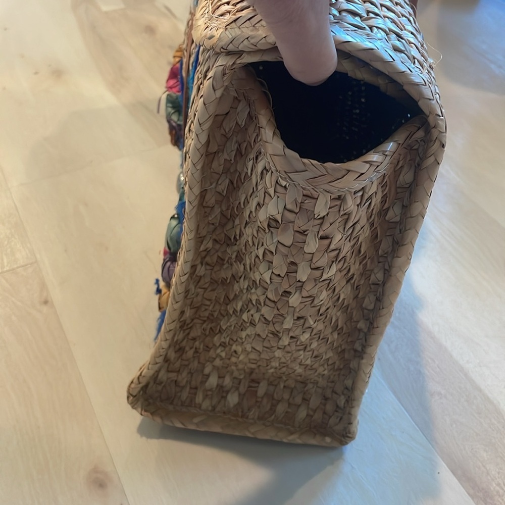 Large vintage embroidered souvenir 60’s 70’s straw bag - Picture 12 of 15